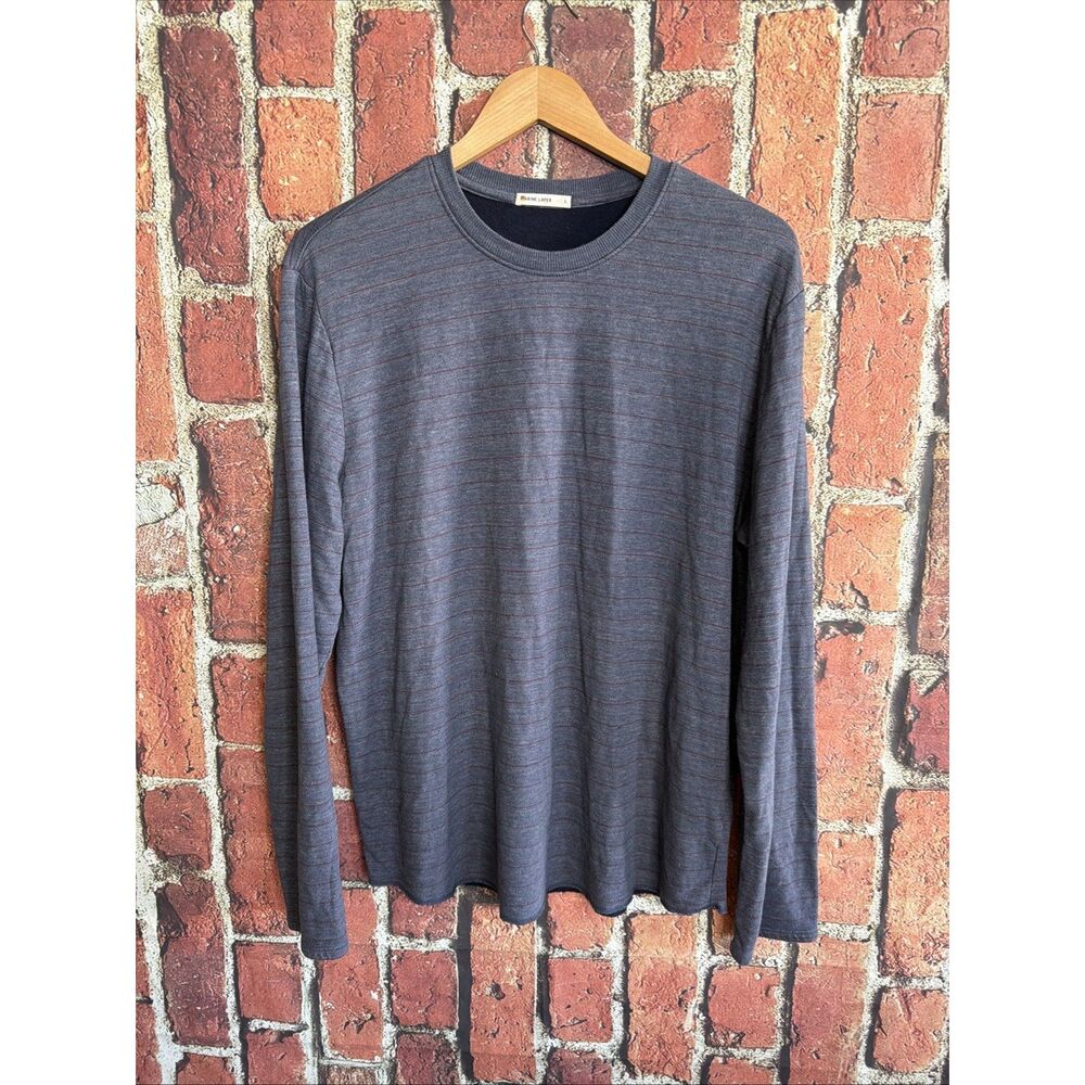 Marine Layer Mens Large Striped Shirt Pullover Made in USA Rayon Blend Blue